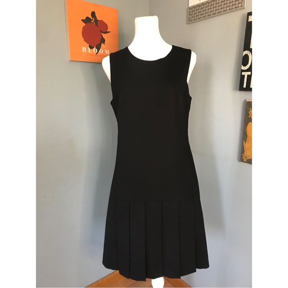 Theory Dresses & Skirts - Theory Black Wool Drop Waist Dress  With Pleated Skirt Size 6 🖤